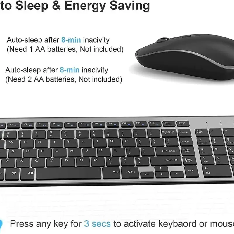 JOYACCESS Teclado y Mouse Inalámbricos 2.4G – Combo Ergonómico Delgado con Nano Receptor USB para PC, Laptop's photo #1