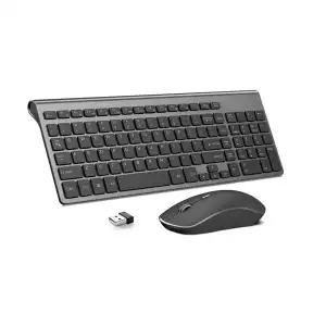 JOYACCESS Teclado y Mouse Inalámbricos 2.4G – Combo Ergonómico Delgado con Nano Receptor USB para PC, Laptop miniatura 1